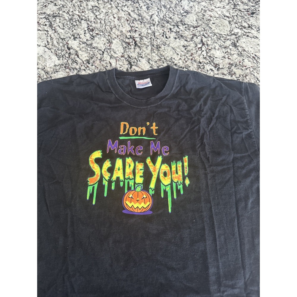 Don't make me scare you Halloween theme T-shirt Haynes heavy duty XL‎
